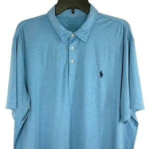 Polo Ralph Lauren Men's XL Performance Blue Stretch Golf Polo‎ Shirt Heather